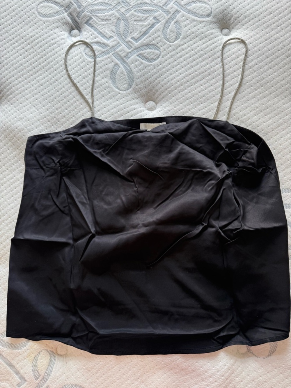 H&M Black Satin Cami with Metallic Straps